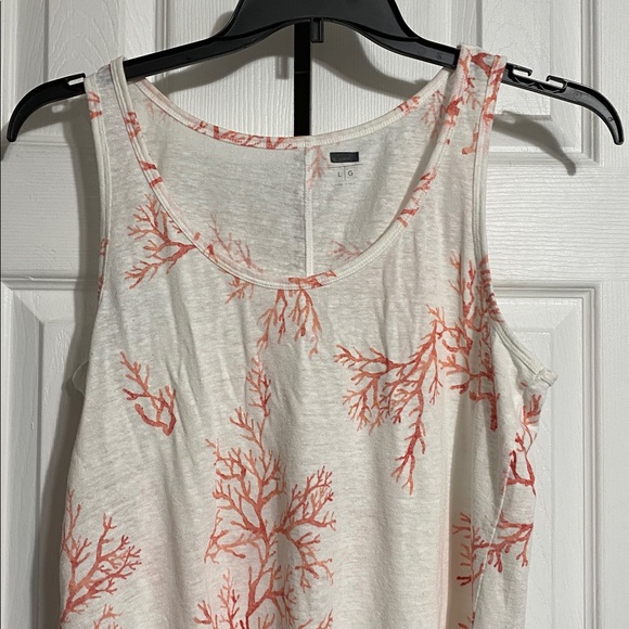 Old Navy off white & coral linen blend lightweight tank top blouse shirt LARGE - Picture 2 of 8